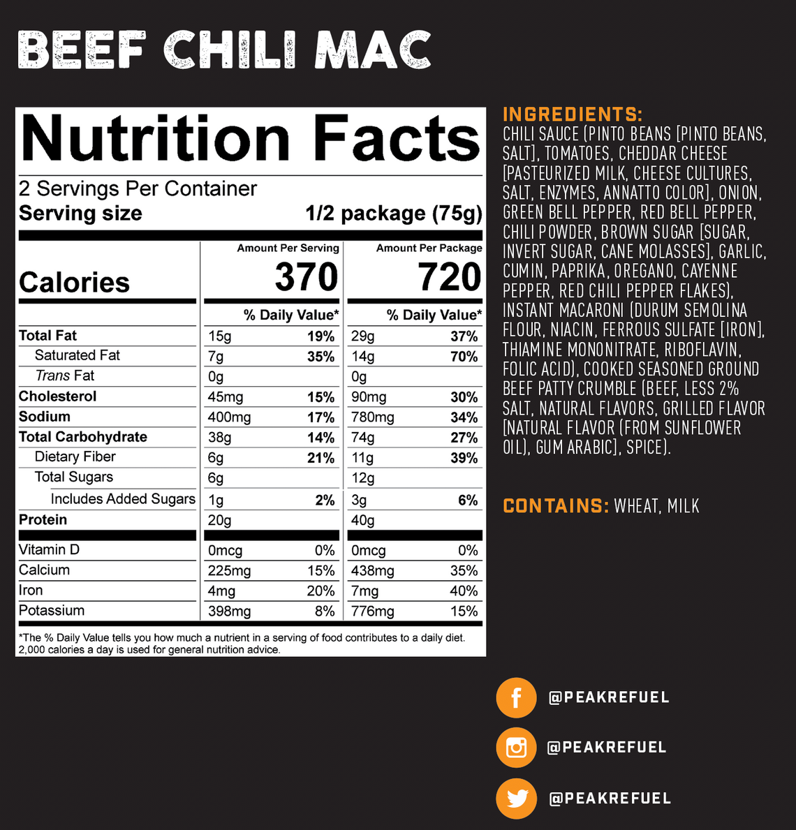 Peak Refuel Beef Chili Mac