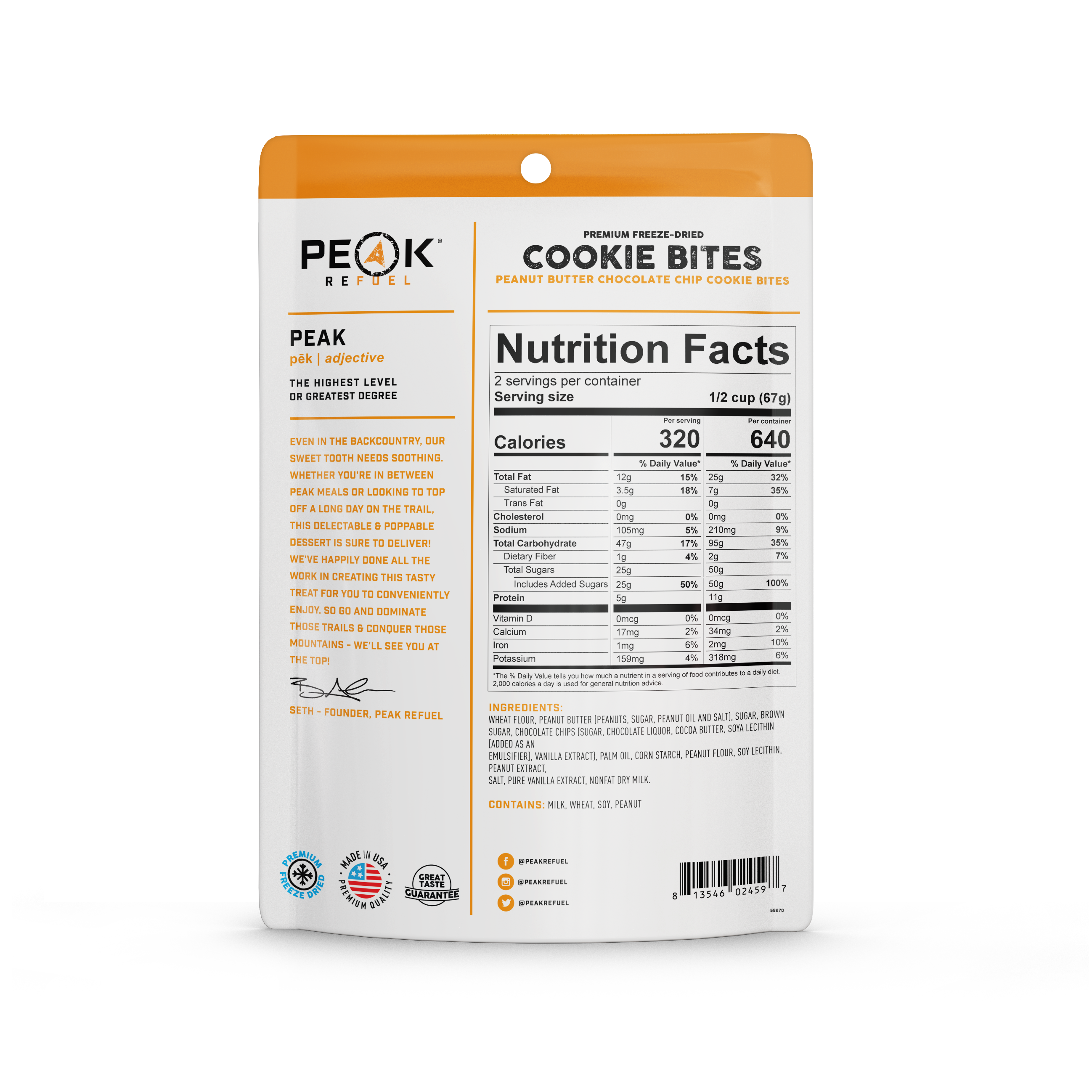 Peak Refuel Peanut Butter Chocolate Chip Cookie Bites
