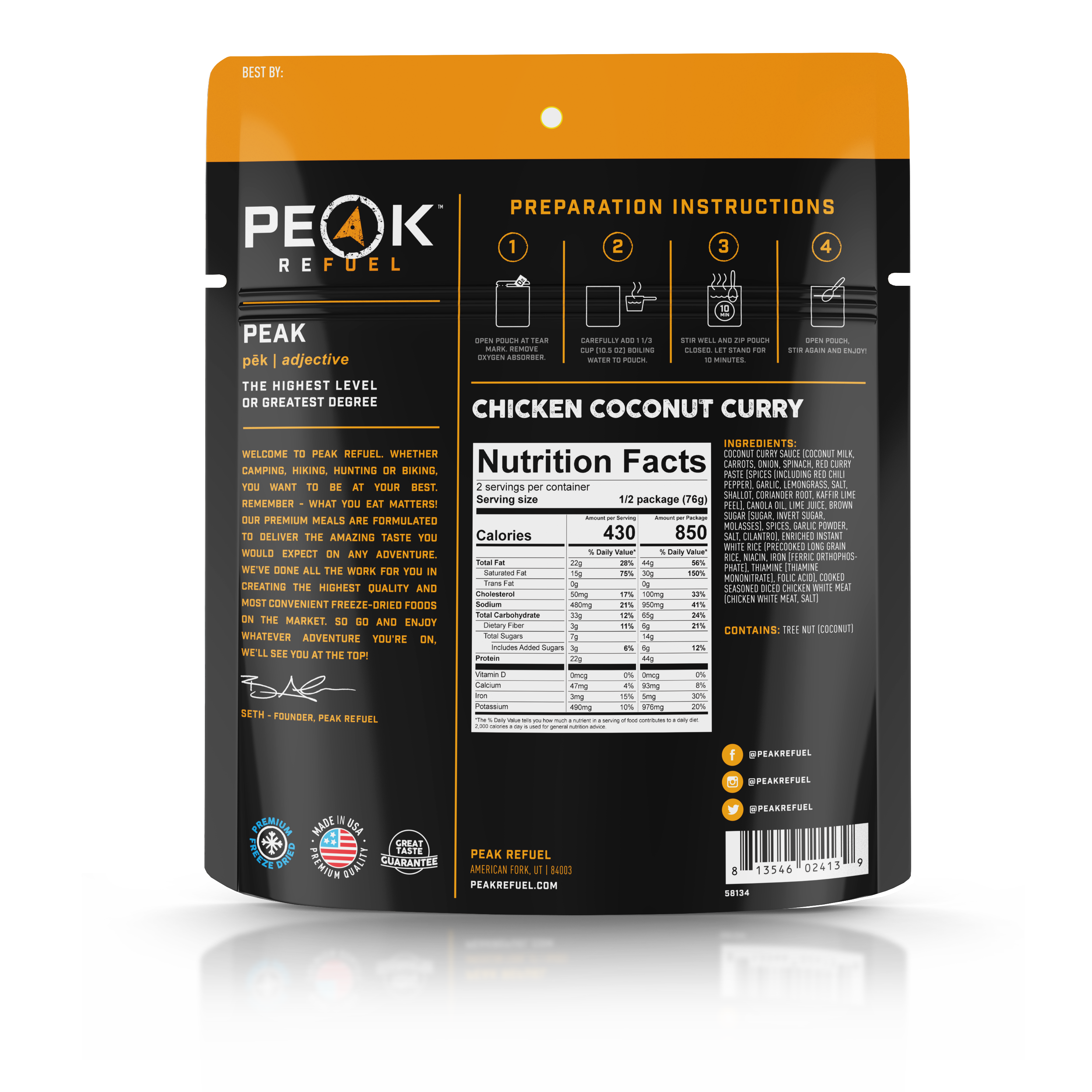 Peak Refuel Chicken Coconut Curry