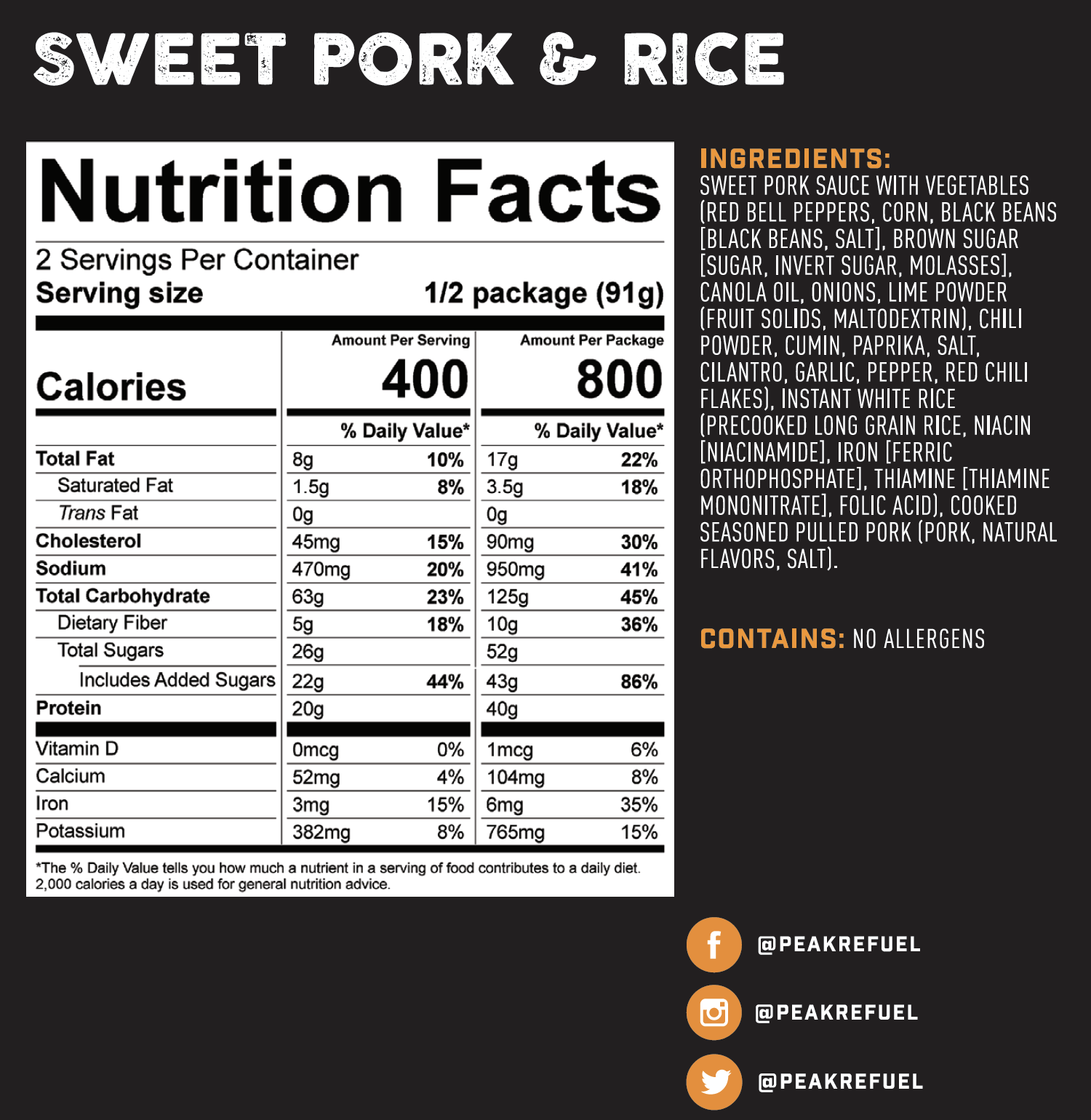 Peak Refuel Sweet Pork and Rice